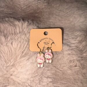Hello Kitty Pink Bunny Charm Earrings